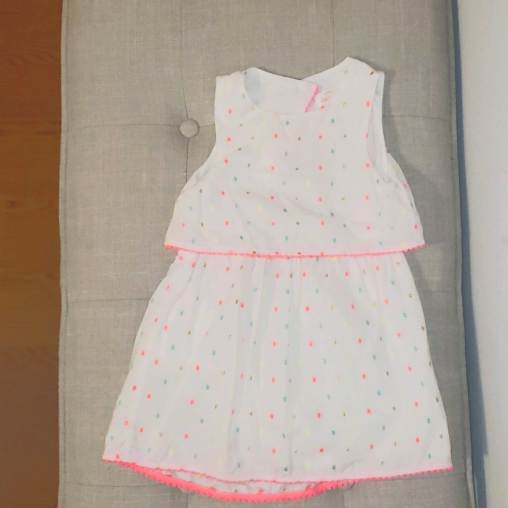 Cat & Jack- White & Neon Polka-dot Dress- Size 18M
